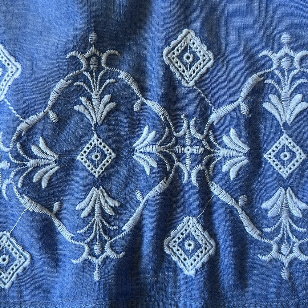 LOFT Embroidered Boho Ruffle Sleeved Top - Picture 7 of 10
